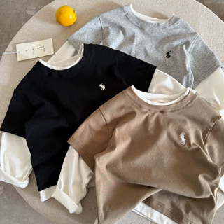 ฤดูใบไม้ผลิฤดูใบไม้ร่วงสไตล์ใหม่เด็กแฟชั่นปักปลอมสองชิ้นเสื้…