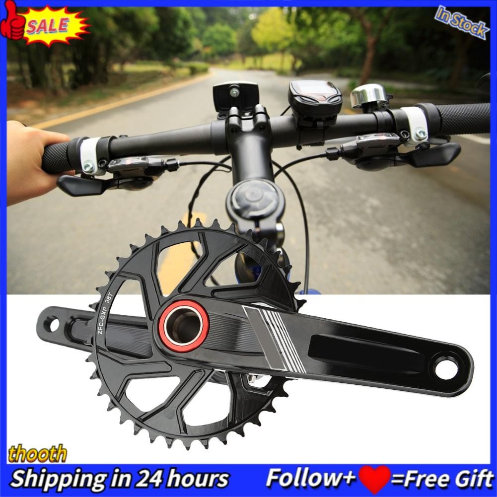 Thooth Thooth-th zdetgu 38t Mountain Bike Crankset Kit อลูมิเนียมอัลลอยด์ข้อเหวี่ยงแบบบูรณาการกลวงชุ