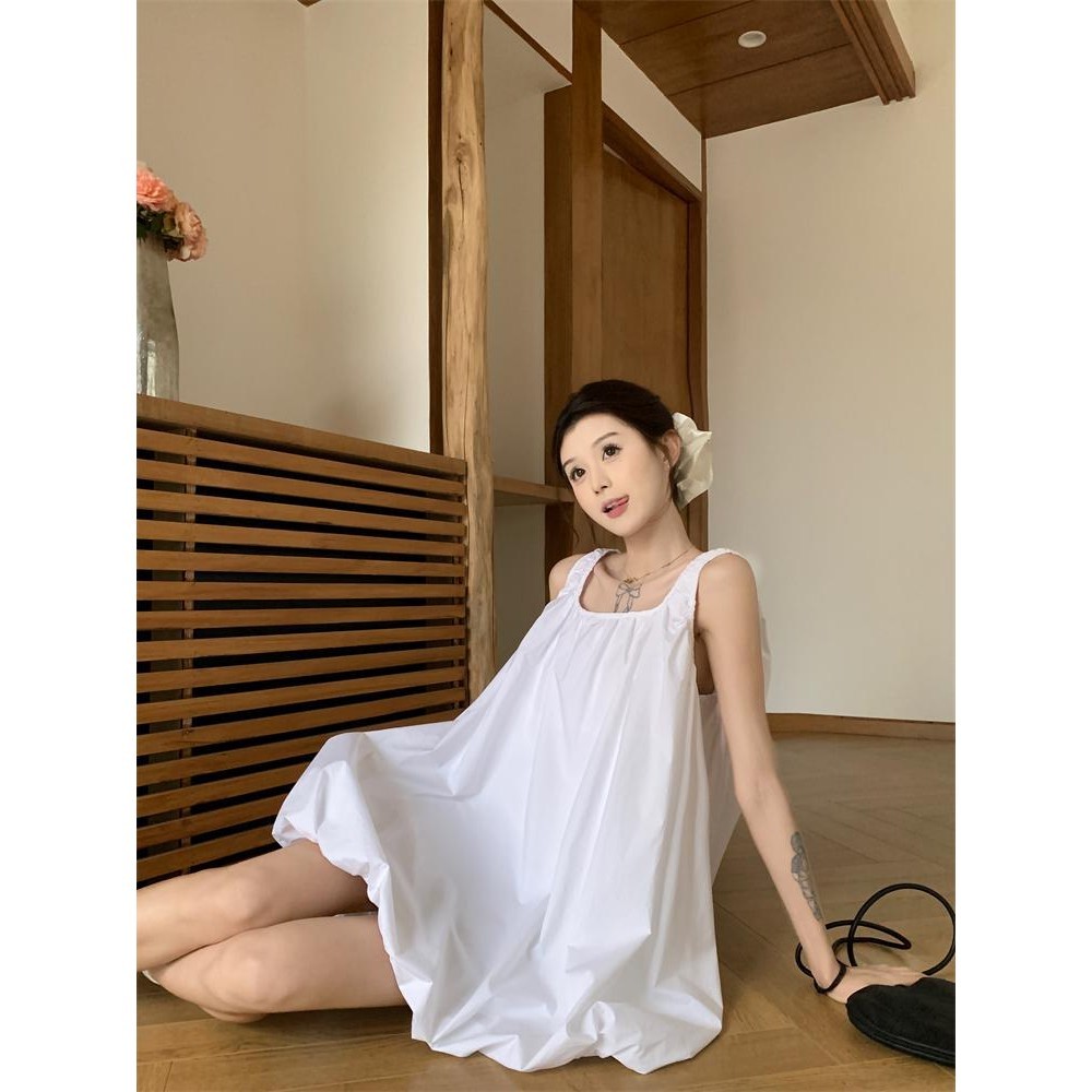 Hotgirl พร้อมส่ง เดรสแฟชั่นผู้หญิง กระโปรงสั้นน่ารัก ดีไซน์รูปทรงตูมดอกไม้สุดเก๋ แขนกุด สไตล์เกาหลี ทรงเอไลน์หลวมสบาย - รูปที่ 6