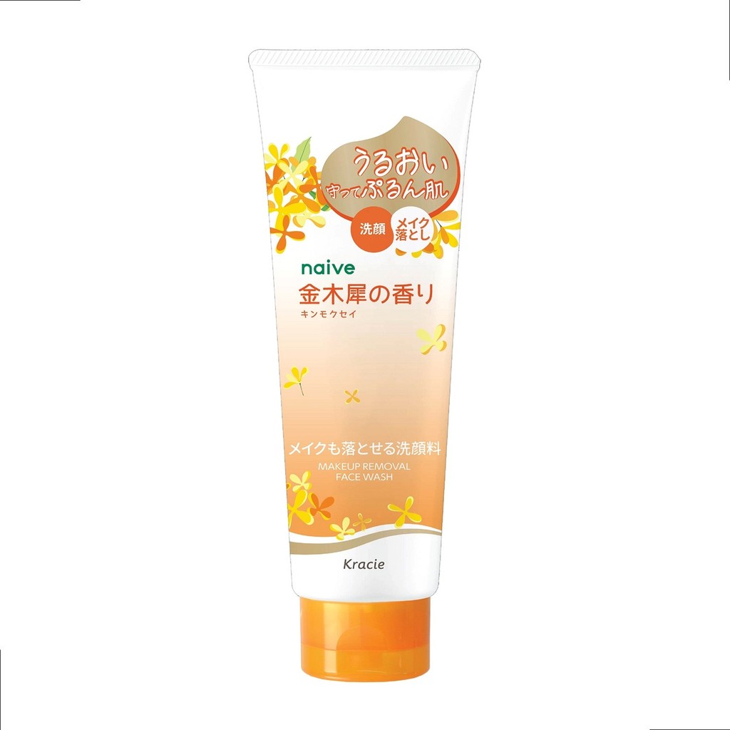 MORITOMO Official - NAIVE Makeup Removal Face Wash (Kinmokusei) 180 g / โฟมทำความสะอาดผิวหน้าและเมคอัพ ดอกหอมหมื่นลี้