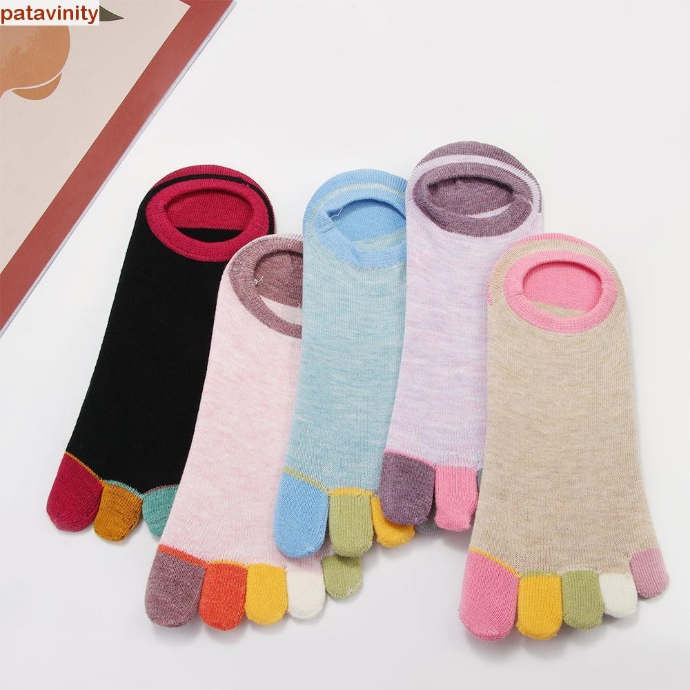 PATAVINITY Toe Socks Women Invisible Yoga Sweaty Cotton Boat Socks