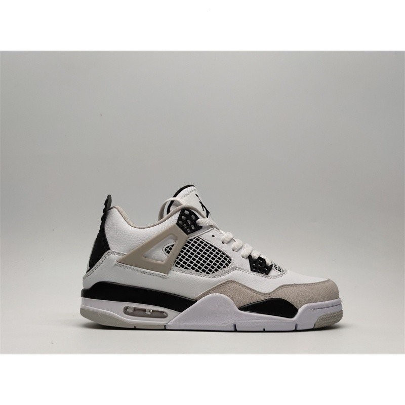 Air Jordan 4 AJ4 Retro "Army Black" Cement White GS รองเท้าบาสเก็ตบอลผู้ชาย