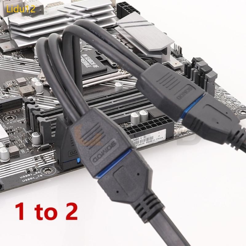 Lidu12 ขนาดเล็กมินิ USB 3 0 19 พิน 20Pin หัวขยายภายใน 1 ถึง 2 อะแดปเตอร์สายแยกสําหรับเมนบอร์ด