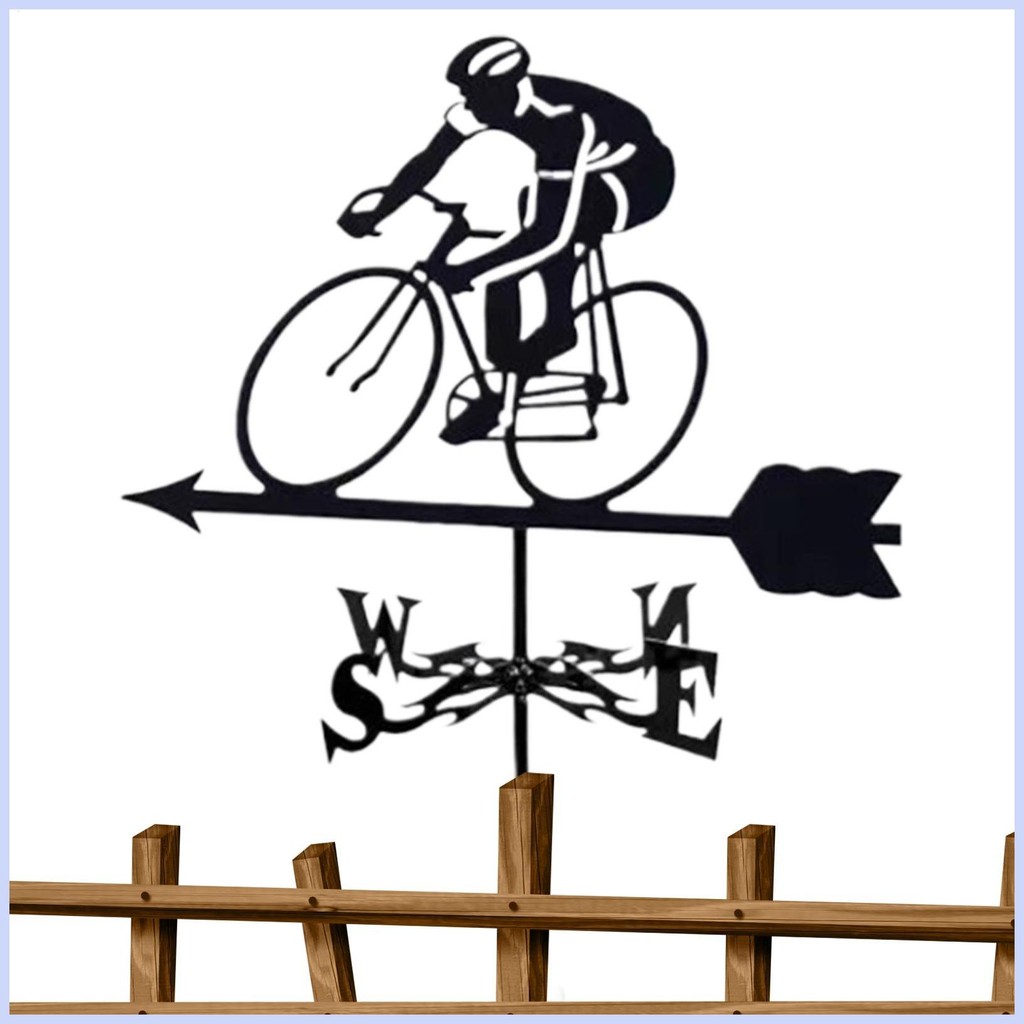 Weathervane สําหรับ Garden Bike Riders โลหะสภาพอากาศ Vane ทิศทางตัวบ่งชี้เครื่องมือวัด Stake ตกแต่งส