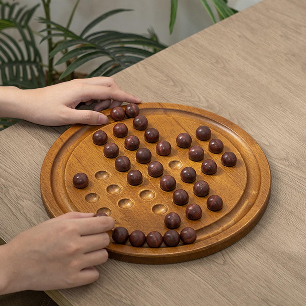 [szxflie3n] Indian Classic Solitaire Board Game Round Board Marble Chess เกมสมองสําหรับ