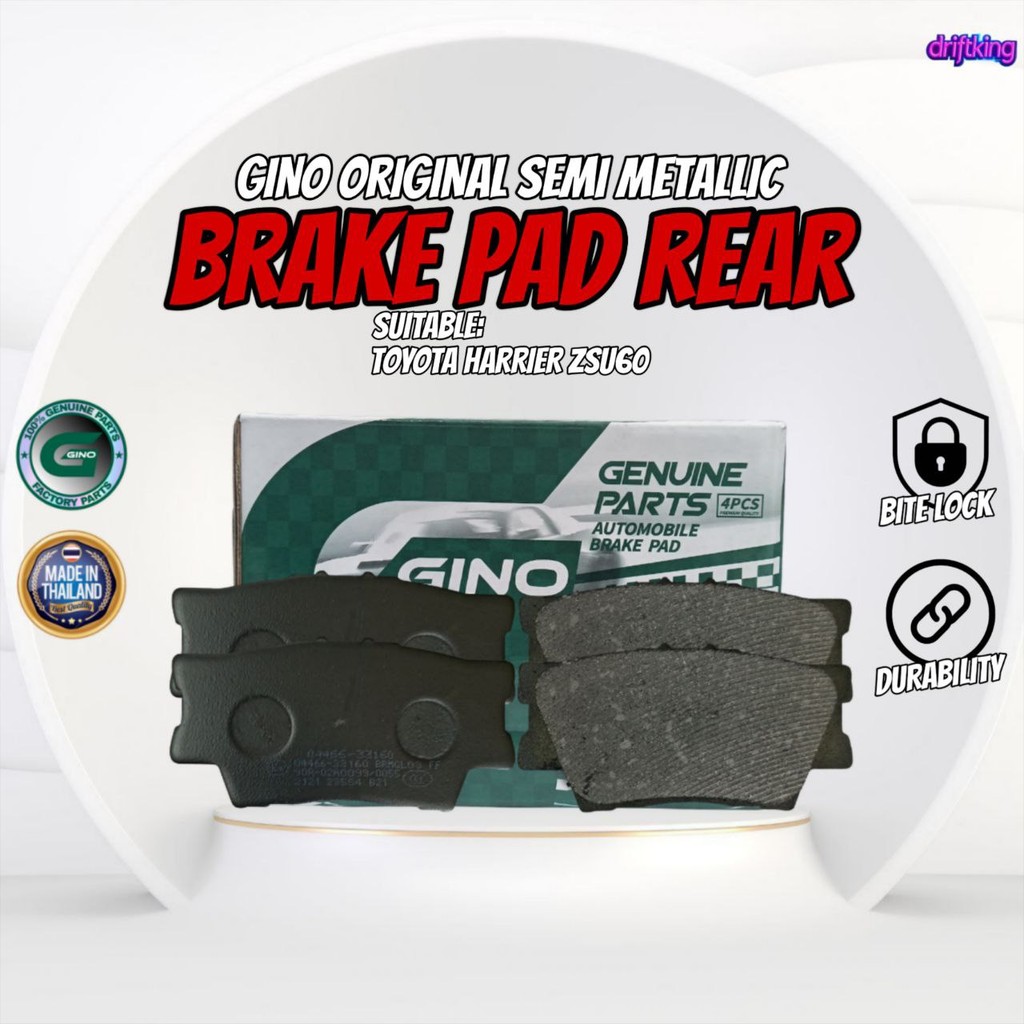 ผ้าเบรก GINO สําหรับ TOYOTA HARRIER ZSU60