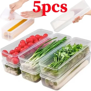 1/3/5 ชิ้นกล่องสด Crisper ขนาดใหญ่ / กล่องเก็บของในตู้เย็น / ภาชนะใส่อาหารต้นหอมพร้อมฝาปิดปิดผนึก