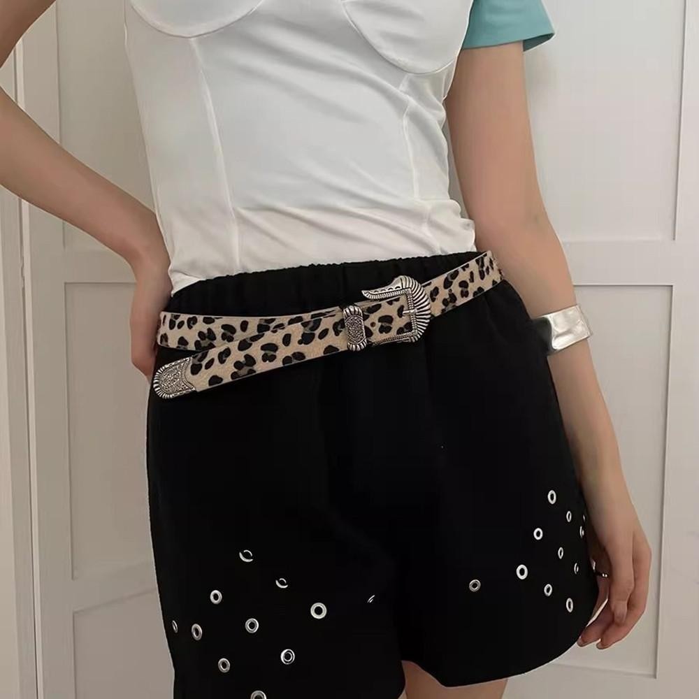 【Ready】 Retro Fashion Leopard Belt Women's Shell Metal Buckle Versatile Belt Accessories