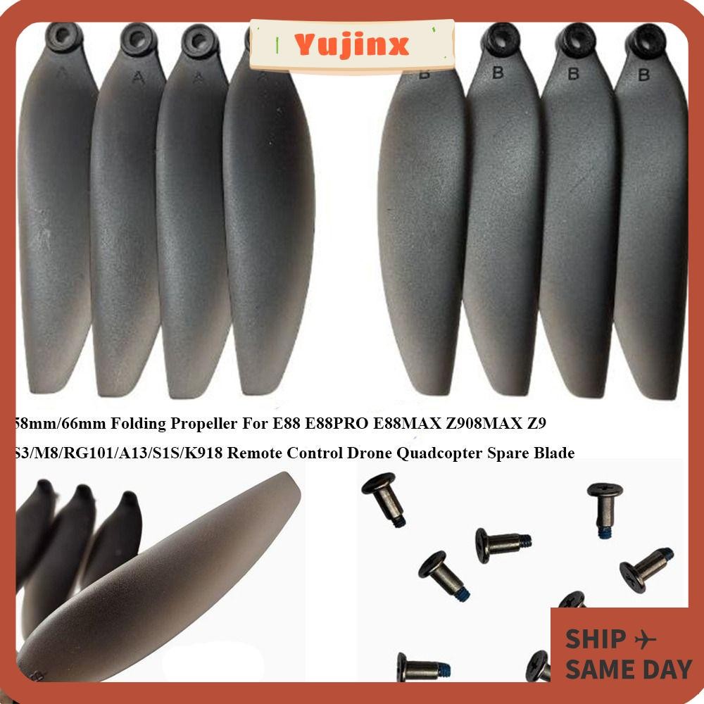 YUJINX รีโมทคอนโทรล Drone อะไหล่, 58 มม./66 มม.สีดําพับใบพัด, Universal พลาสติก Quadcopter อะไหล่ใบม