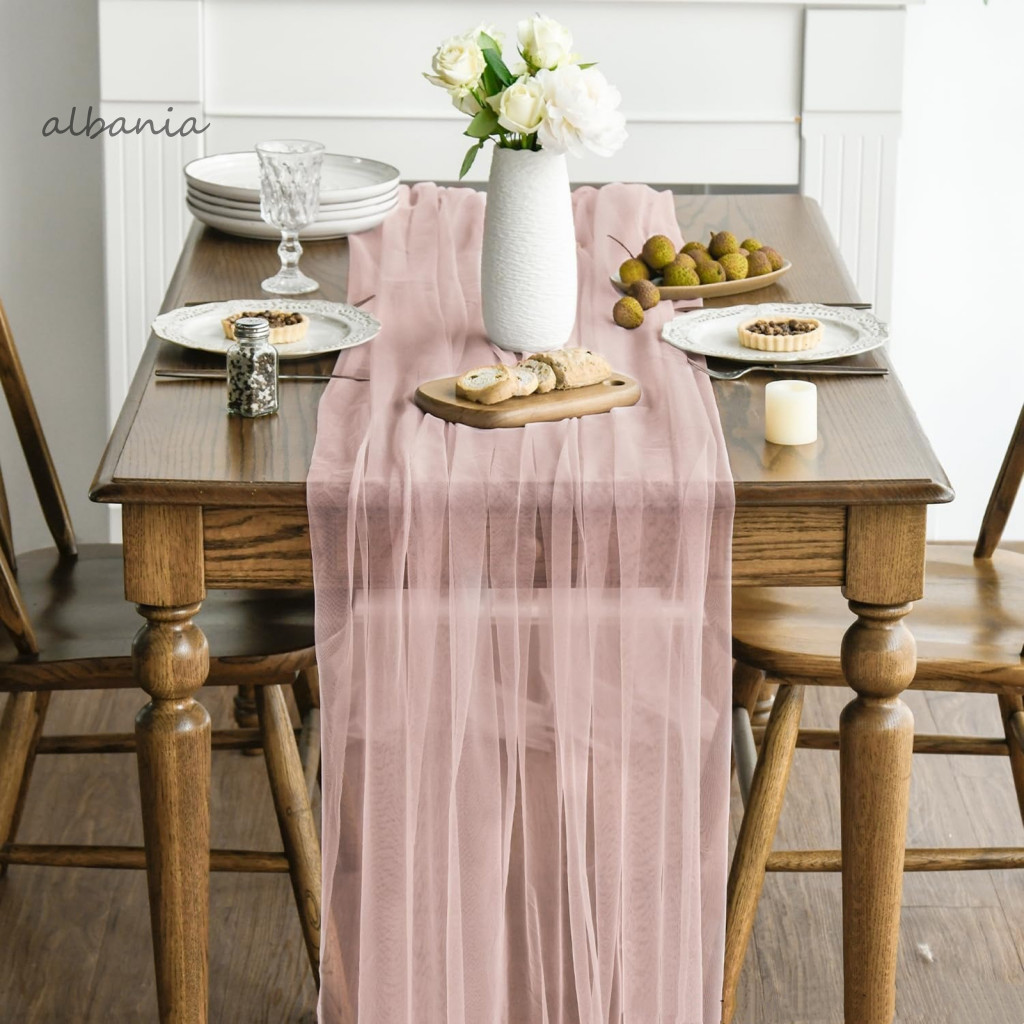 <alb> ตกแต่ง Tulle Runner Festive Table Decor Elegant Sheer Table Runner สําหรับงานแต่งงานตกแต่งเหมา