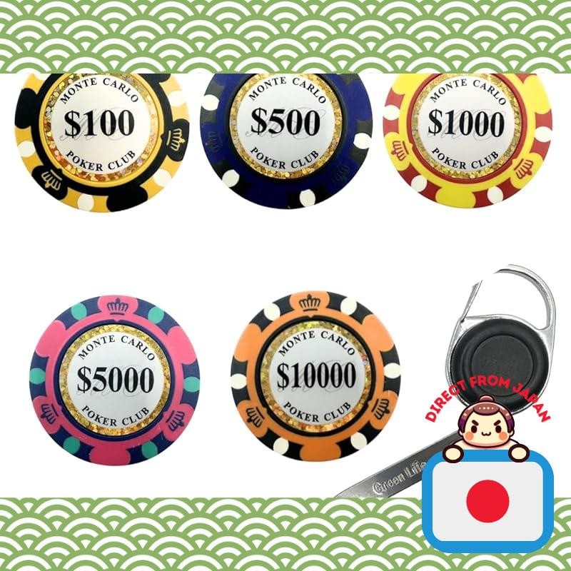 MZsplus Casino Chip Golf Marker Reel-type Golf Green Fork 6-piece Set Turf-friendly Single-blade Gre