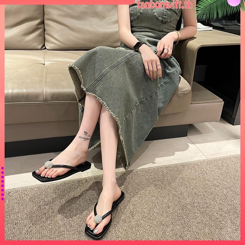 สไตล์ฝรั่งเศส Flip Flop ผู้หญิงนอกสวมใส่แบนแฟชั่นร้อยกันลื่นอากาศชายหาดทะเลคลิปนิ้วเท้ารองเท้าแตะ