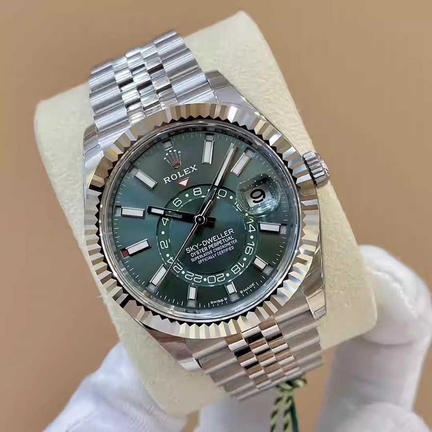 RL.rolexeess ไม่ได้ใช้งาน 42 มม.Courtus Type Dual Time Zone นาฬิกากลไกอัตโนมัติผู้ชาย336934