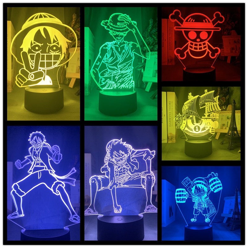 อะนิเมะ One Piece Night Light Touch โคมไฟข้างเตียงระยะไกลของขวัญสําหรับแฟนอะนิเมะ