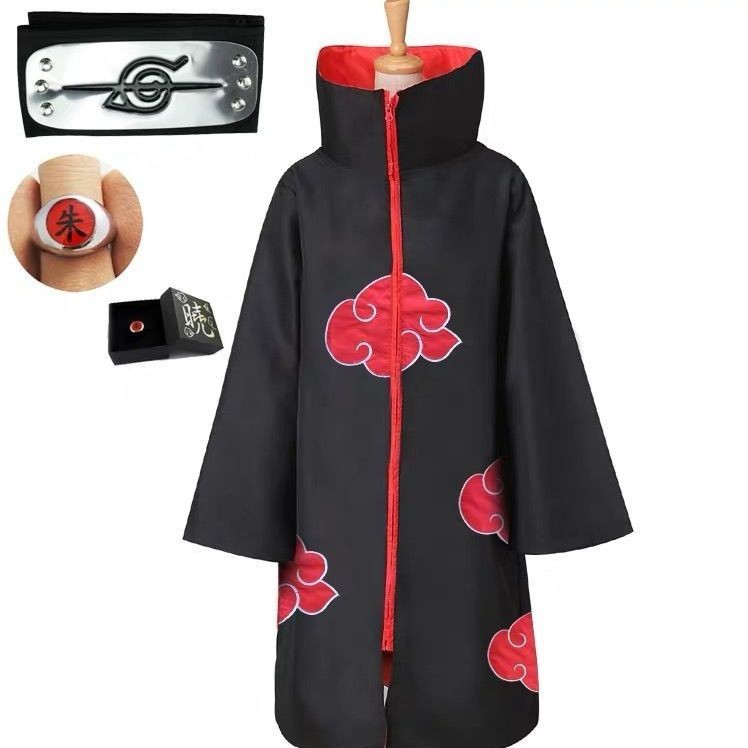 Naruto Akatsuki Cloak Coat Peripheral Windbreaker Red Cloud Robe Payne Coat