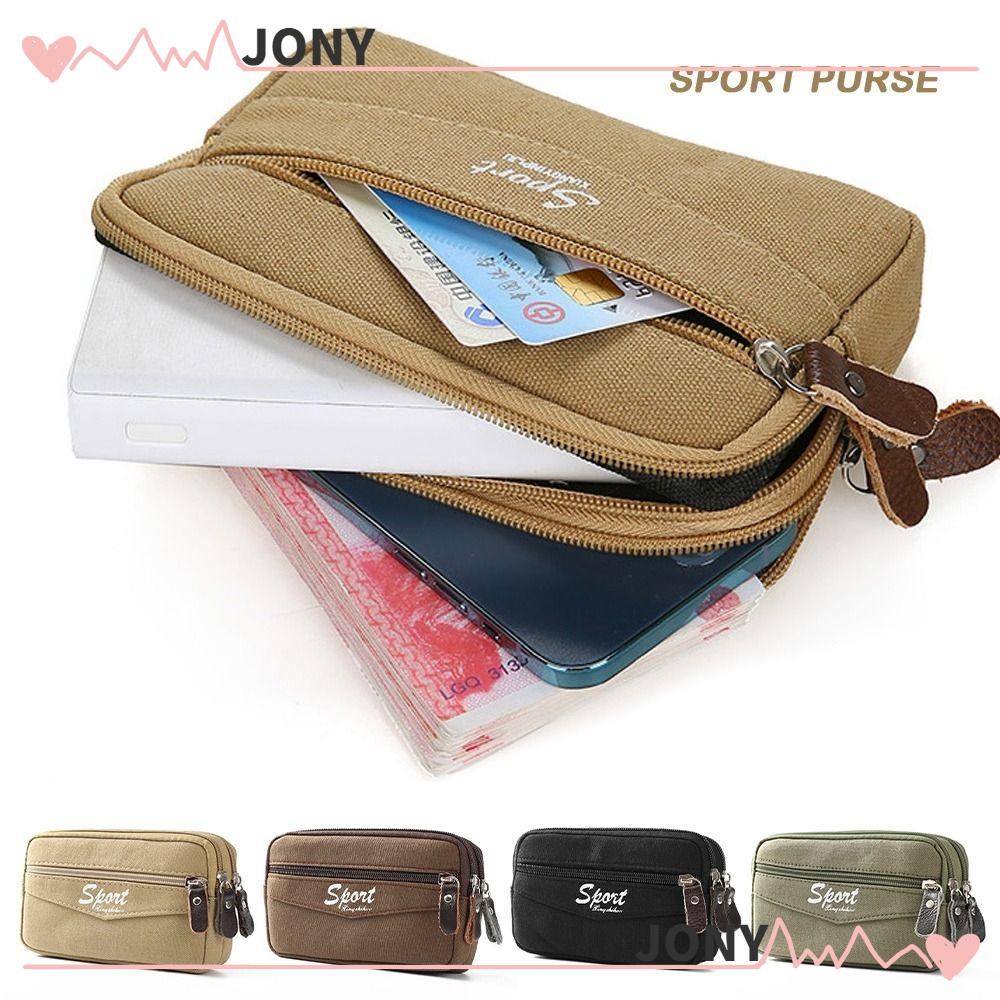 JONY Sport Purse, กระเป๋าคาดเอวใส่โทรศัพท์มัลติฟังก์ชั่นกันน้ํา, กระเป๋าใส่โทรศัพท์แบบพกพาผ้าใบเพื่อการพักผ่อนทุกวัน