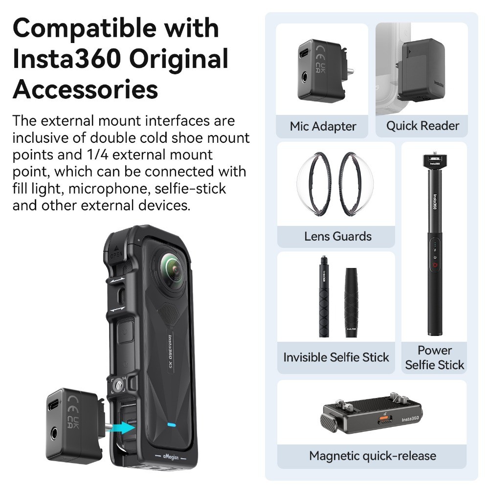 เหมาะสําหรับ Insta360 X5 กล้องกีฬา Quick Release กรงกระต่ายพลาสติก Insta360 X5 กล้องขยายกรอบป้องกันอุปกรณ์เสริม CASE ราคา ถูกที่สุด ดีลบีเคเค แกลเลอรีภาพที่ 9
