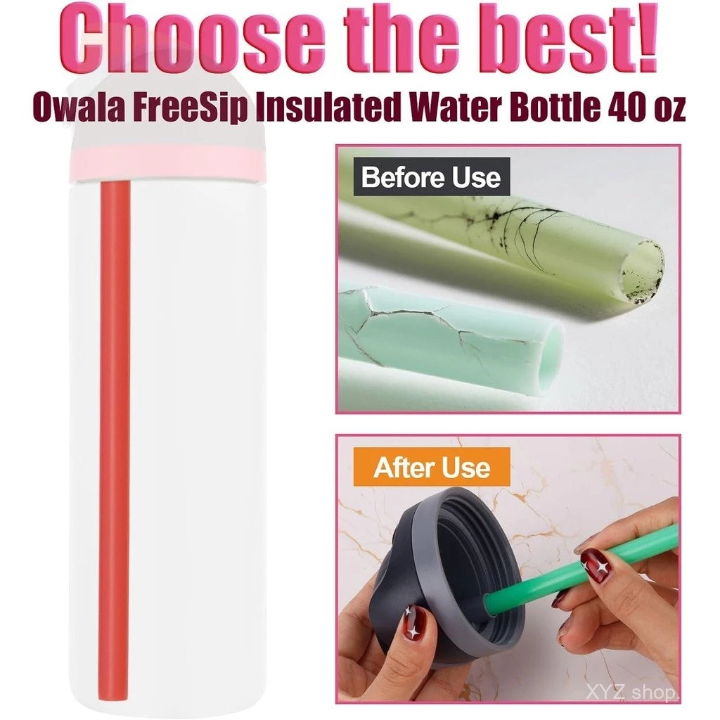 หลอดพลาสติกใช้ซ้ำได้พร้อมแปรงทำความสะอาดสำหรับขวดน้ำ 24/32oz thumbnail 8