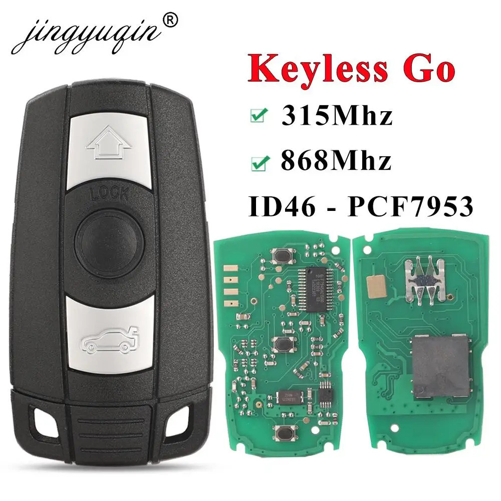 Jingyuqin 315/868MHz Keyless-Go รีโมทสมาร์ทคีย์สําหรับ BMW 3/5 Series CAS3 X5 X6 Z4 E70 รถ ID46 Pcf7