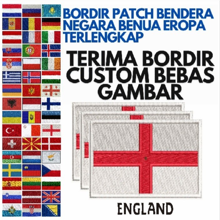 HERO- BET FLAG EMBROIDERY PATCH/ EUROPEAN BENUA FLAG ENGLAND COUNTRY COMPLETE
