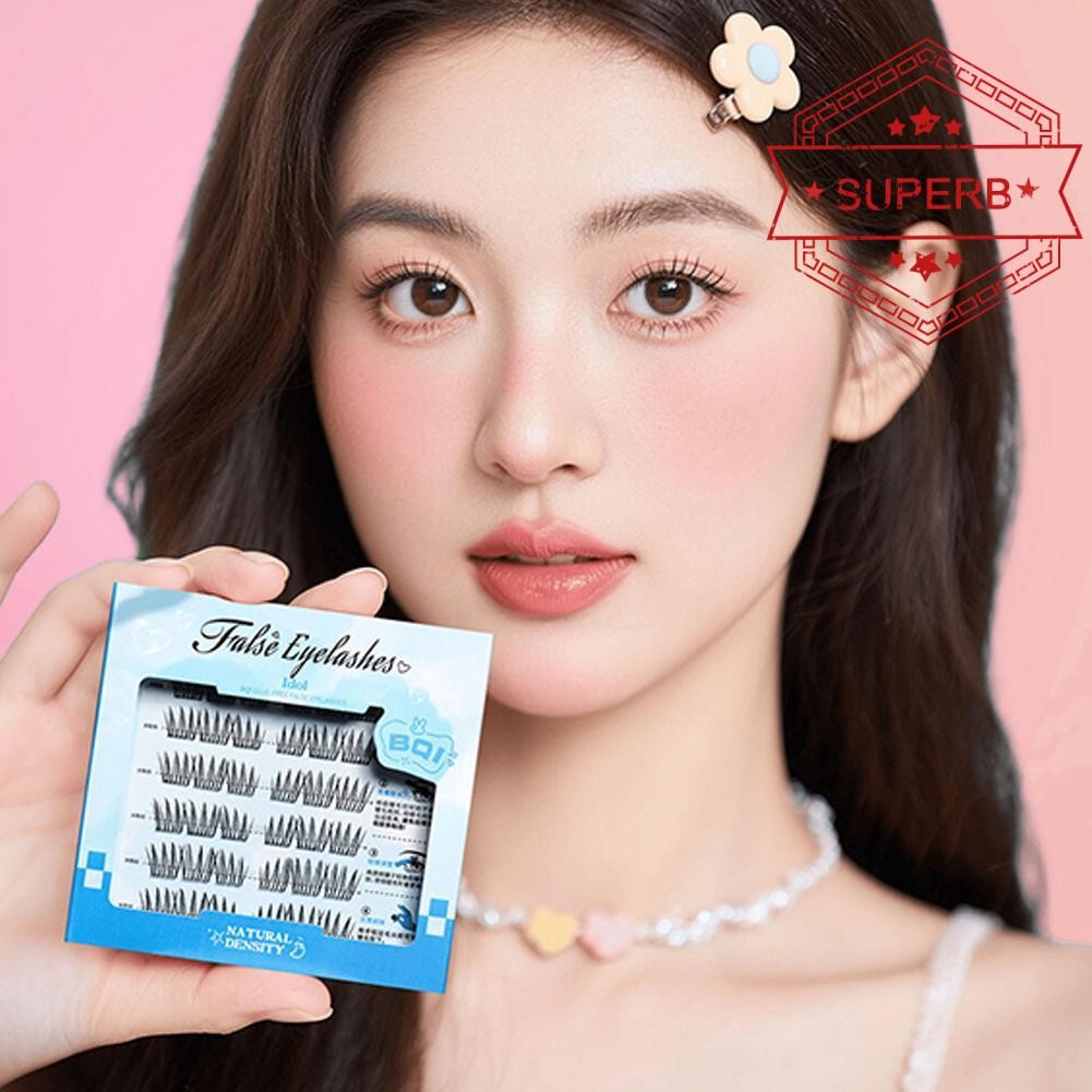 Bqi กาวฟรีขนตาปลอม Sunflower Curled Segmented Lashes Volume Eyelashes W4y5