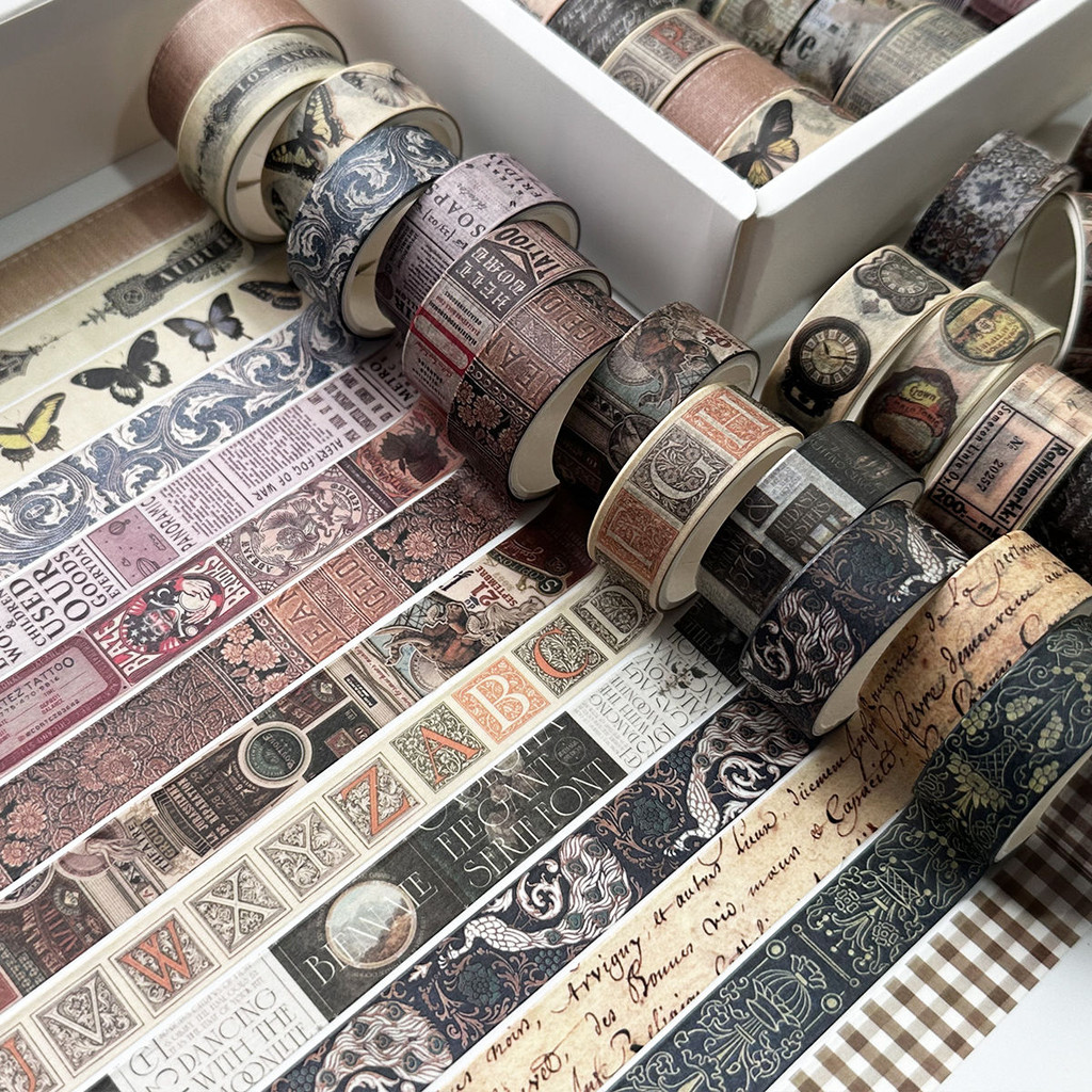 เทปโน้ตบุ๊ก 36 ม้วน เทปวาสลอตสุดคุ้ม ชุดใหญ่ เทปตกแต่งไดอารี่ สไตล์วินเทจ retro วัสดุตกแต่งDIY ถูกแล