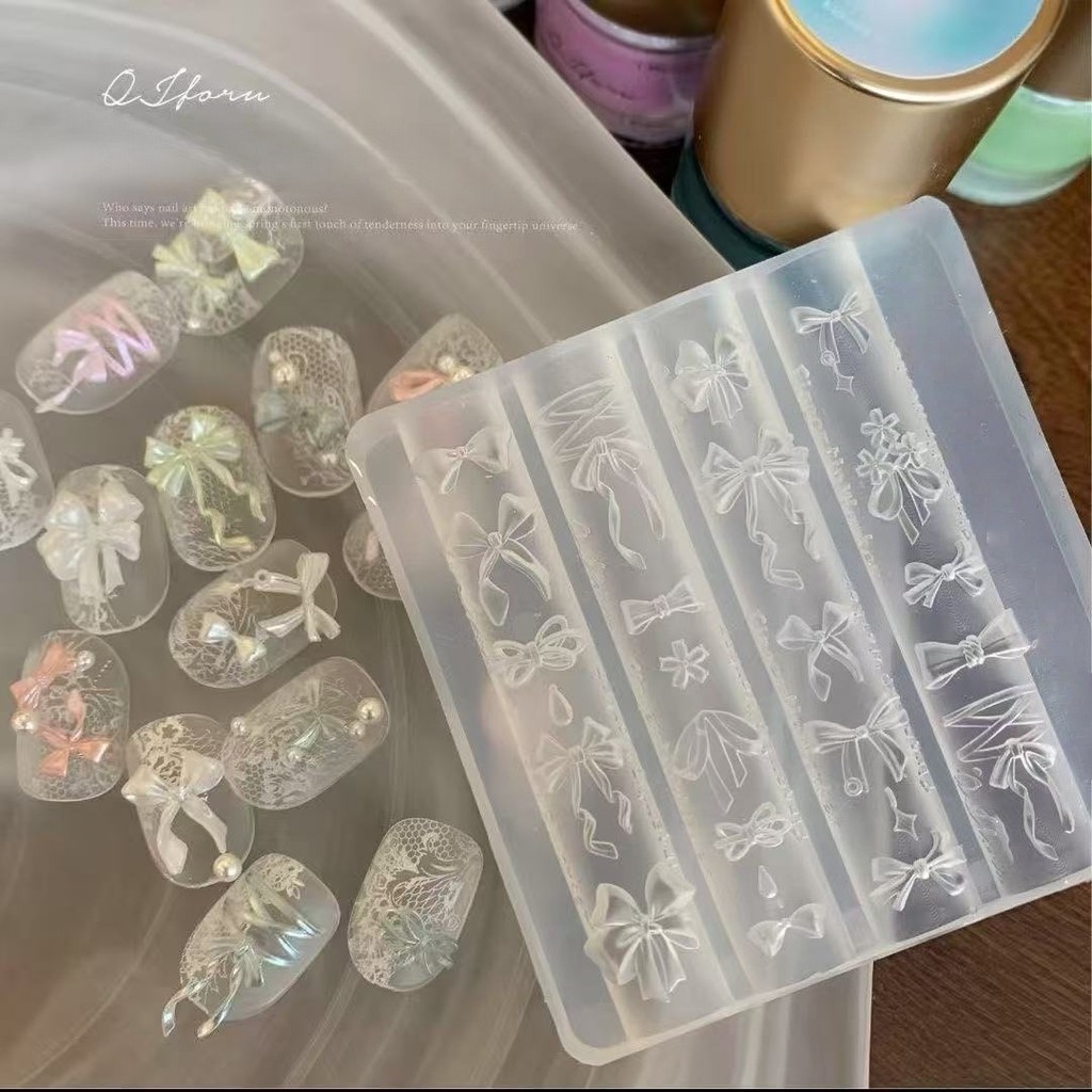 ใหม่ยุคกลางกล่องดอกไม้ Vine Dream ดอกไม้ Bud Knot เล็บซิลิโคนสวมใส่ตกแต่งเล็บแม่พิมพ์เล็บเครื่องมือ