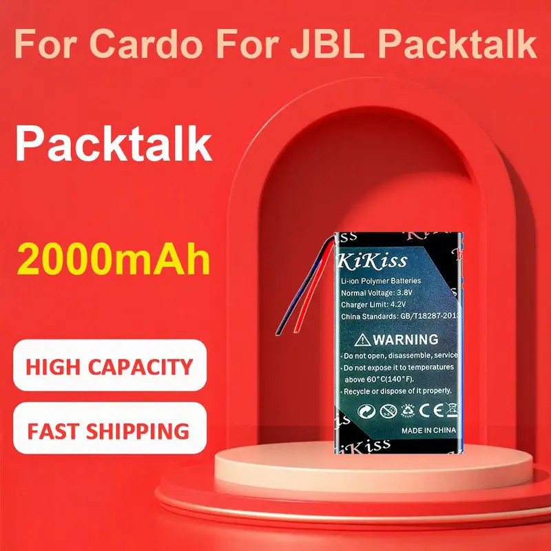 แบตเตอรี่ KiKiss สําหรับ Cardo สําหรับ JBL Packtalk,Packtalk,2000mAh