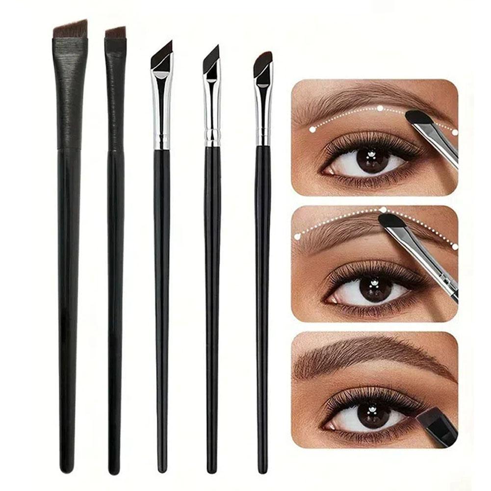 5 ชิ้น Angled Eyeliner & Brow Brush Set Fine-tip Blades สําหรับชุดแปรงแต่งหน้าตาเริ่มต้น E0v0