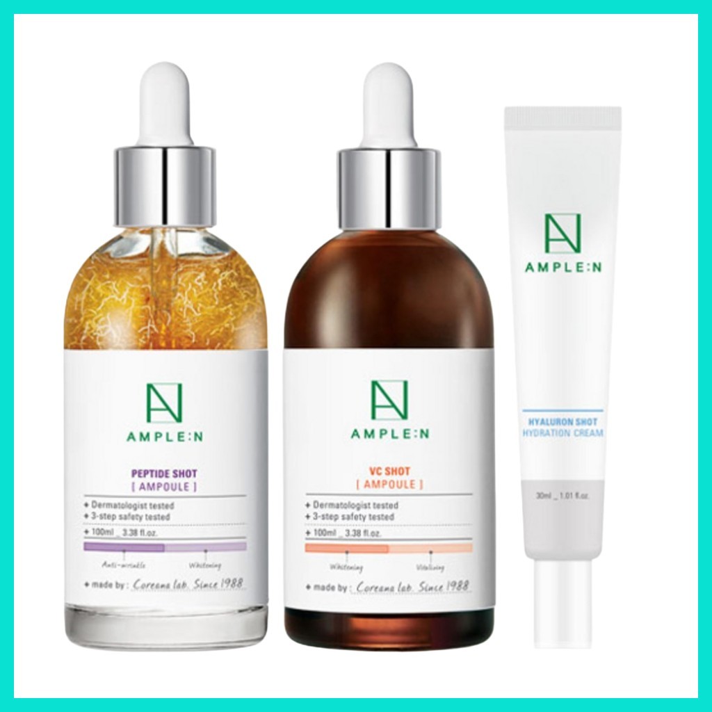 [ample:n] Peptide Shot Ampoule, 100ml, 1pc; VC Shot Ampoule, 100ml, 1pc; Hyaluron Shot Hydration Cre
