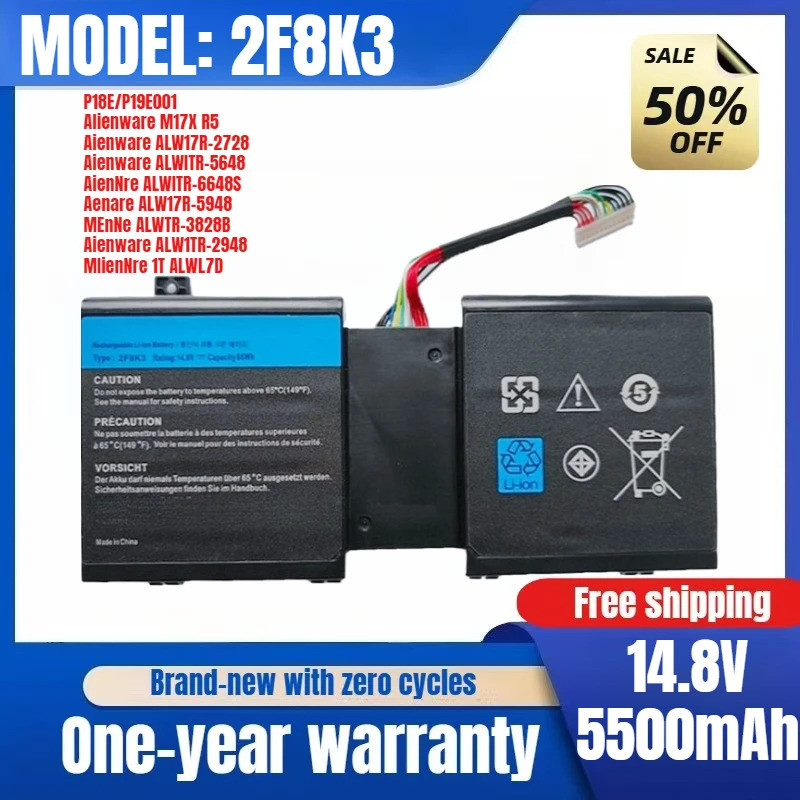 สําหรับ Dell 2F8K3 Alien 17/18 M17X R5 M18X R3 P18E P19E แบตเตอรี่