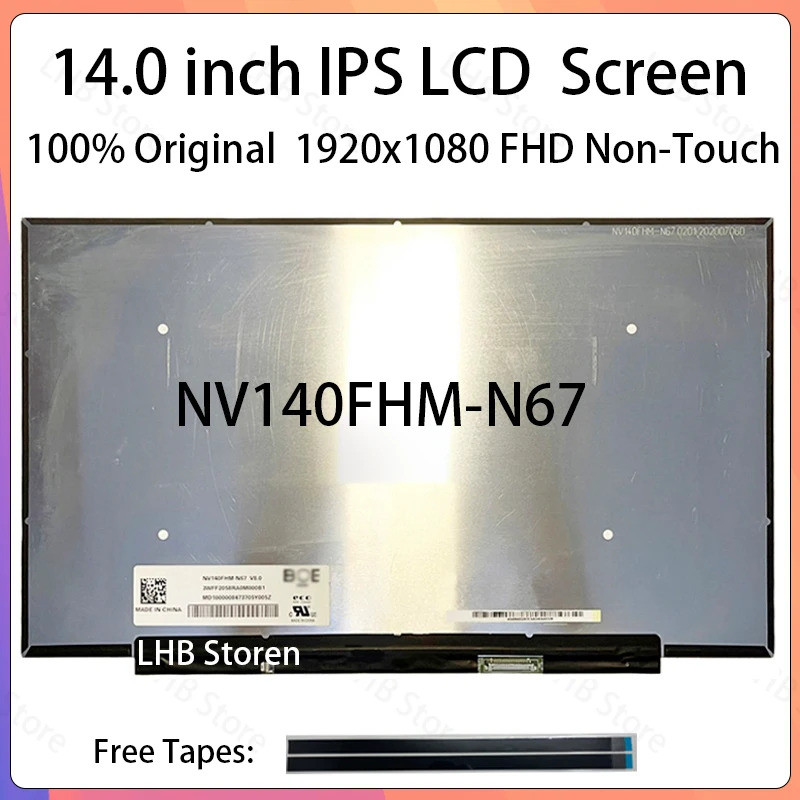 14 นิ้ว IPS แล็ปท็อปหน้าจอ LCD NV140FHM N67 NV140FHM-N67 V8.0 จอแสดงผล Matrix แผงเปลี่ยน 1920x1080 e