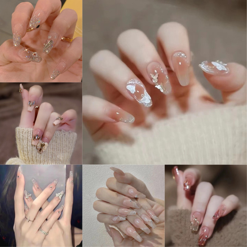สีเนื้อ มีส่งด่วน ติดเล็บปลอม เบาไม่หนัก