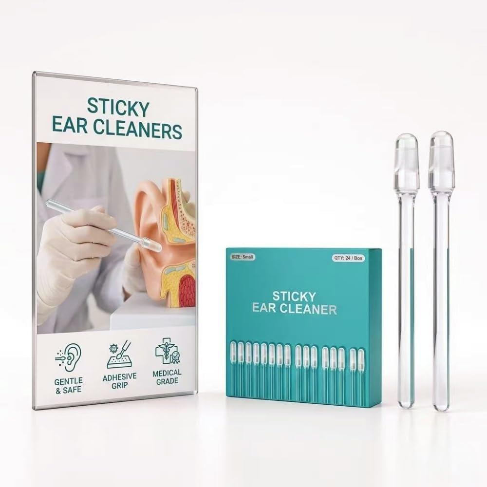 StickyEarCleaningSticks,ReusableEarCleaningToolswithSoftRubberHead,GentleAdhesiveEarPickforeEarWaxCl