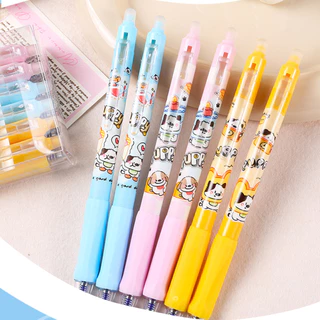 ปากกาลบได้แบบกดหมึกน้ำเงิน/หมึกสีดำ12แท่ง/กล่องขนาดหัว0.5mmเขียนลื่นลบง่ายเปลี่ยนไส้ได้ เครื่องเขียน