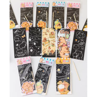 S0287 สมุดกระดาษขูด ระบายสี ศิลปะ คาปิบาร่า น่ารัก สุ่มลาย 4แผ่น/ซอง พร้อมไม้ขูด เสริมทักษะ