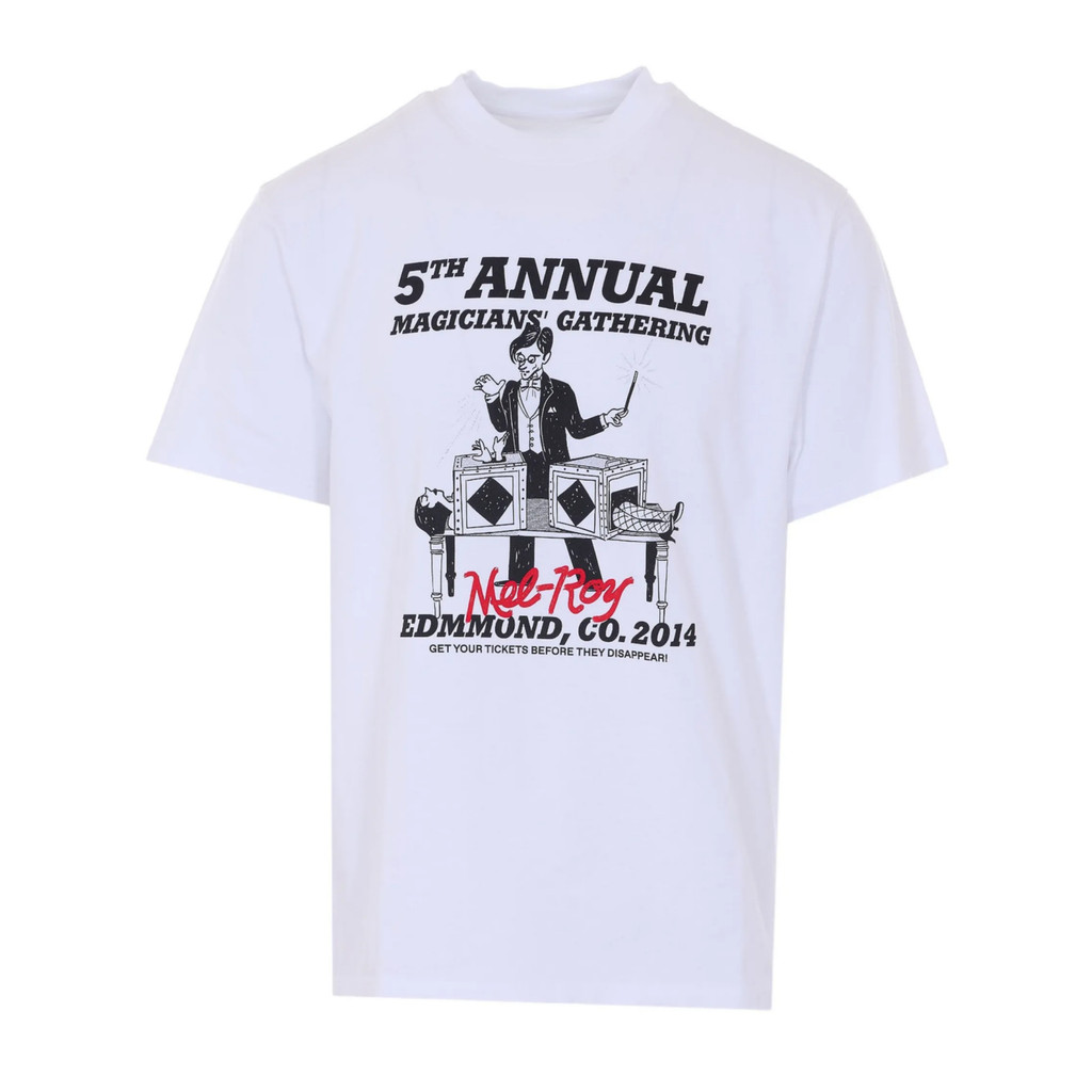 1O4V Casablanc * Art Print Loose Round Neck Short Sleeve T-Shirt Vacation Style Couple Top