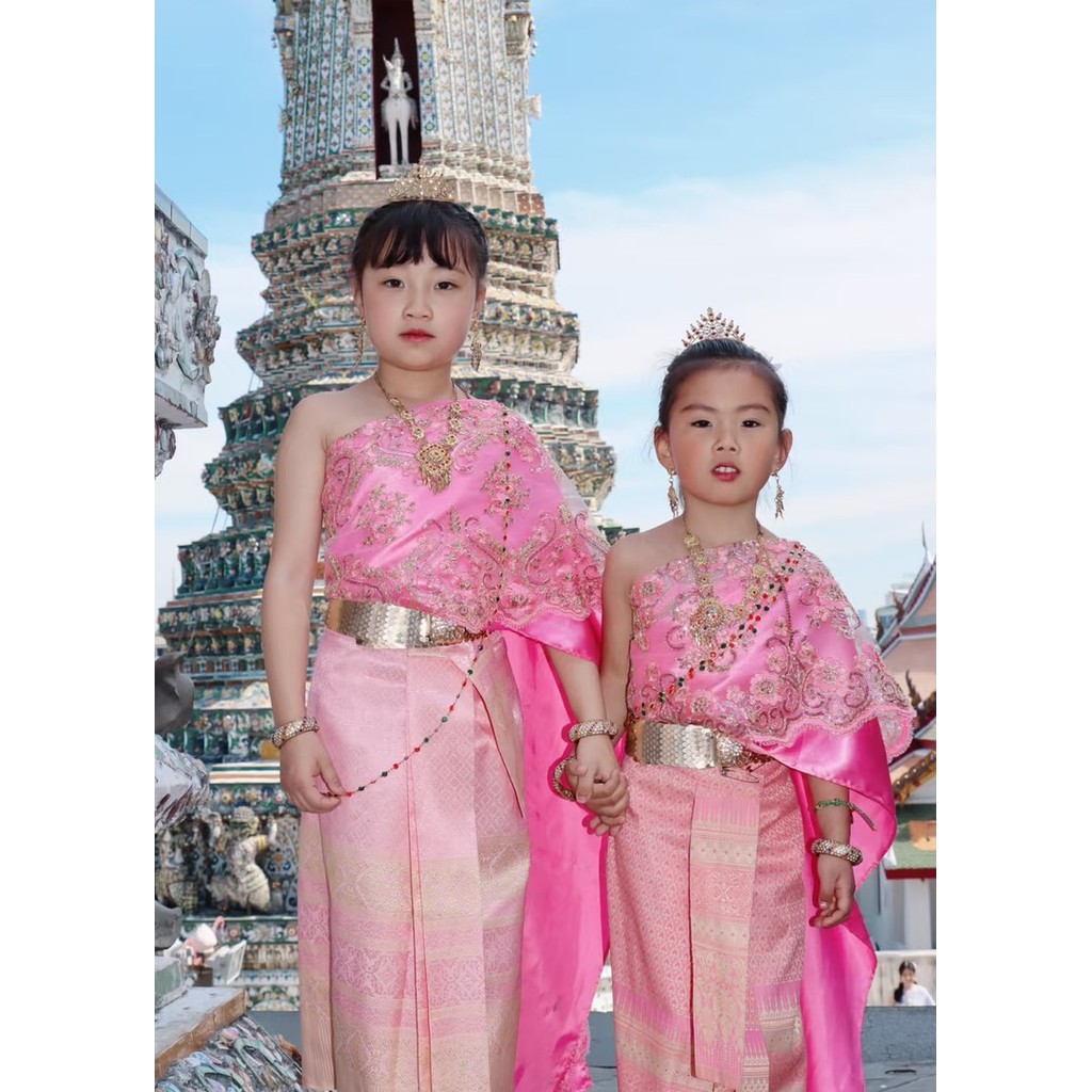 ชุดนาลัน ชุดเด็ก สร้อยคอชุดไทยซ็ตเครื่องประดับต่างหูคลิปเจ รูปที่ 4