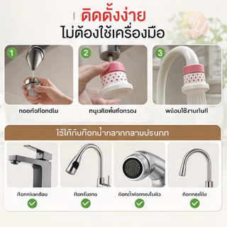 🔥หัวกรองน้ำก๊อก 5 ชั้น กันน้ำกระเด็น น้ำไหลนุ่ม กรองสนิมและสิ่งสกปรก ประหยัดน้ำ ติดตั้งง่าย