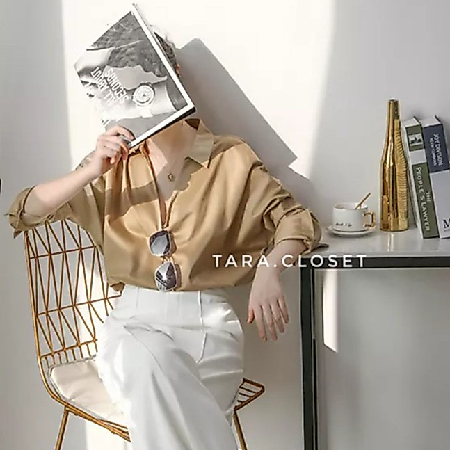 TUM013 NEW TARA เสื้อเชิ้ต แขนยาว คอวีสกัดทรงขีดกันโป๊ ทรงน่ารักมาก แขนยาว เนื้อผ้าซาร่า ใส่สบายมาก งานดี ราคาถูก