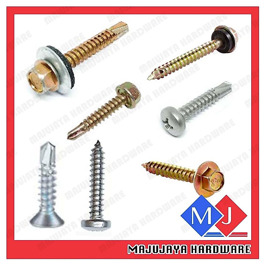 สกรูเจาะตัวเอง 1PC พร้อมเครื่องซักผ้า Awing Screw Oning Screw Roof Screw สกรูยึดเหล็กบ้าน top Purpos