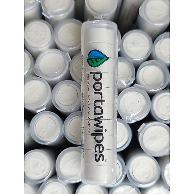 ผ้าอัดเม็ด ทิชชู่อัดเม็ด ไร้กลิ่น ไร้สารเคมี Portawipes Pack 100 Pcs.