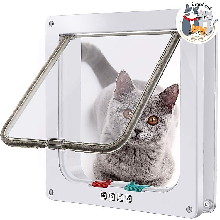 I&CAT Pet Door ประตูสัตว์เลี้ยง ปรับล็อคได้ 4 โหมด ประตูแมว สุนัข หมา กันแอร์ออก สะดวกติดตั้งง่าย มีอุปกรณ์ให้ครบ