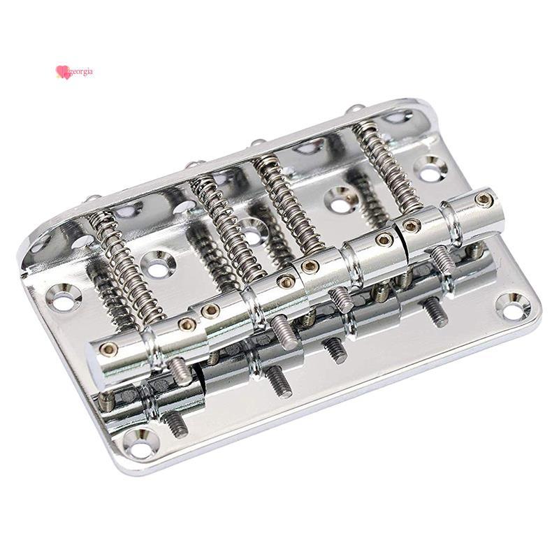 georg33Hard Tail Fixed Guitar Bridge เข้ากันได้กับ 4 String Jazz หรือ Style Guitar Top Load Chrome