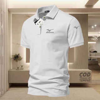 【เสื้อ polo 】 คำแนะนำยอดนิยม แฟชั่น Mizuno Text Logo Collar Polo สำหรับผู้ชาย สไตล์ยูนิฟอร์ม มีไซส์จาก M ถึง S-3XL