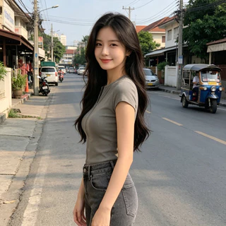 เสื้อยืดคอวีผู้หญิง ทรง Oversize นิดๆ พรางหุ่นดีเยี่ยม
