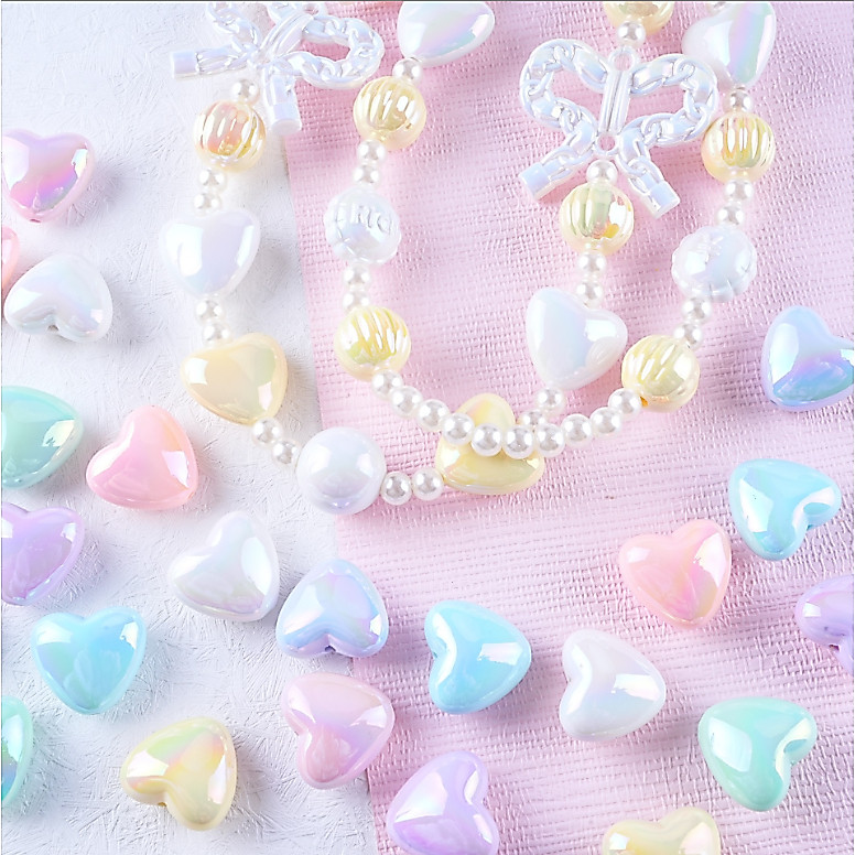 10 ชิ้น รัก UV ที่มีสีสัน DIY พีช หัวใจ สร้อยข้อมือ ลูกปัด วัสดุเครื่องประดับ อุปกรณ์เสริม