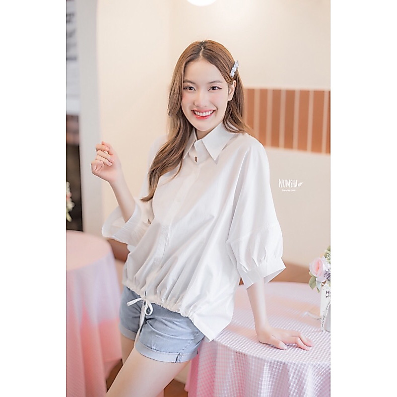 Numsha Brand เสื้อเชิ้ตแขนพองแขนสามส่วน/NB24092