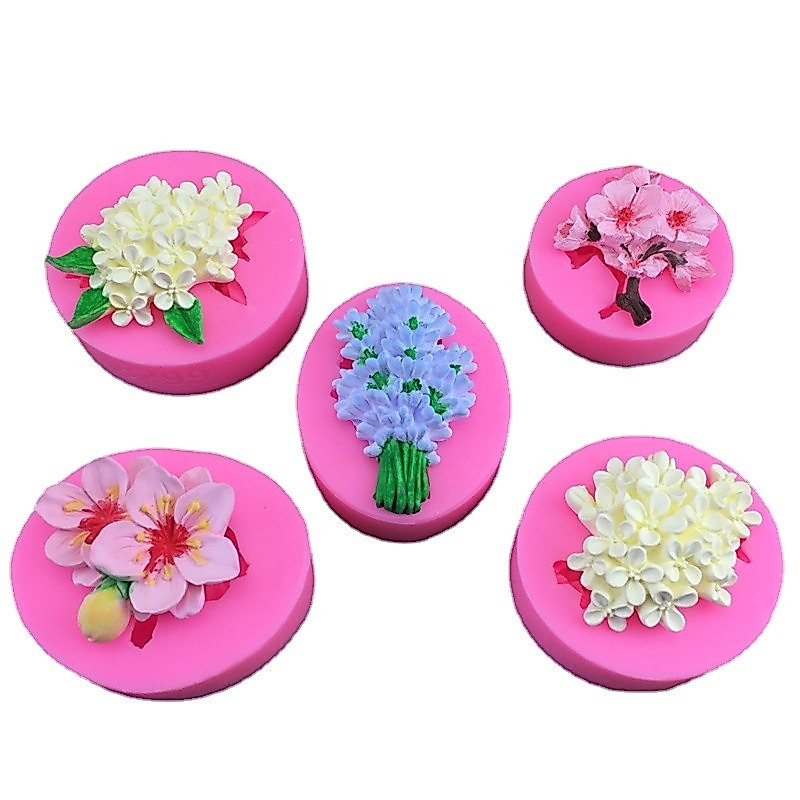 3D Plum Blossom Lavender Osmanthus ดอกไม้ Peach Blossom แม่พิมพ์ซิลิโคนช็อกโกแลตยิปซั่มกาวติดรถยนต์น้ํามันหอมระเหยเทียนแม่พิมพ์