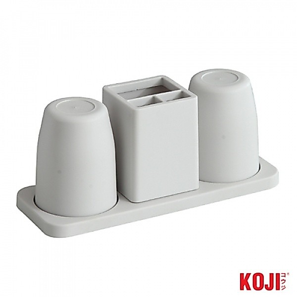 GlobalHouse KOJI DIY ชุดแก้วใส่แปรงสีฟัน รุ่น 2SJX052-GY ขนาด 12x27x10 cm. สีเทา สินค้าของแท้คุณภาพดี